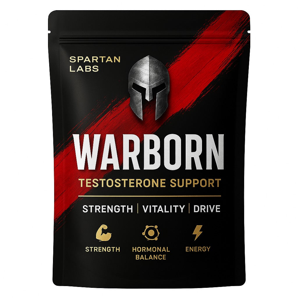 Spartan Labs Warborn testosterone support supplement packaging on a white background