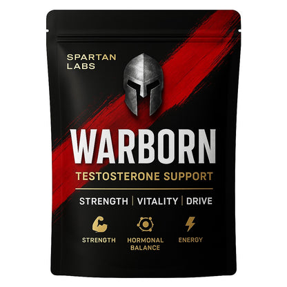 Spartan Labs Warborn testosterone support supplement packaging on a white background
